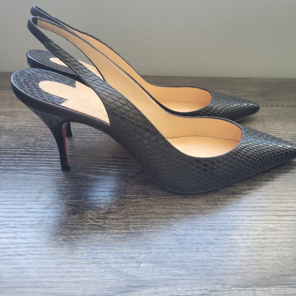 Christian Louboutin Black Slingback Heels , Brand New, European Size 38 ( U.S 8)